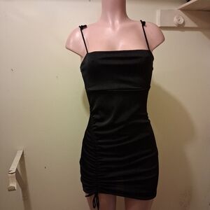 Gemma & Olivia Women's Ruched Drawstring Mini Bodycon Dress Size L